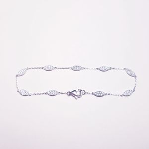 925 Sterling Silver Teardrop Link CZ Bracelet